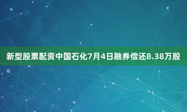 新型股票配资中国石化7月4日融券偿还8.38万股